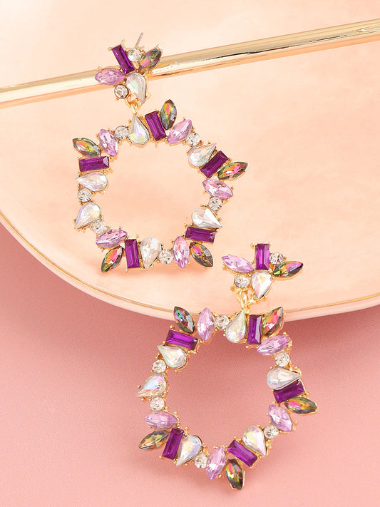 GOLD PLATED PARTY DESIGNER STONE DROP EARRING FOR WOMEN