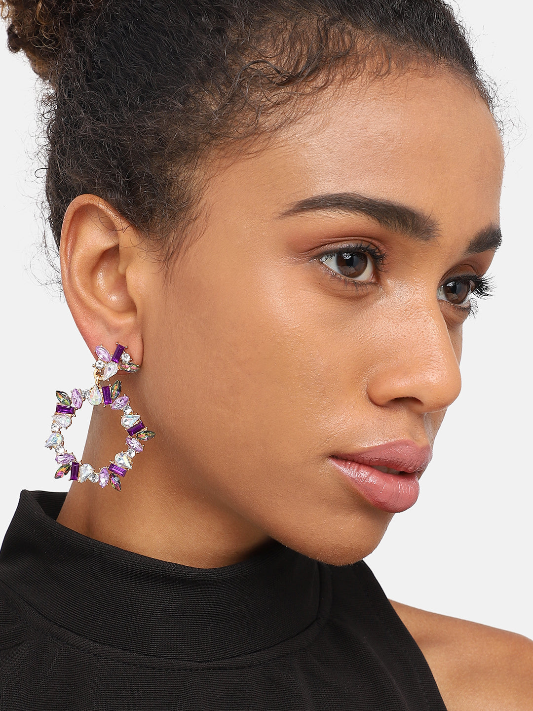 GOLD PLATED PARTY DESIGNER STONE DROP EARRING FOR WOMEN