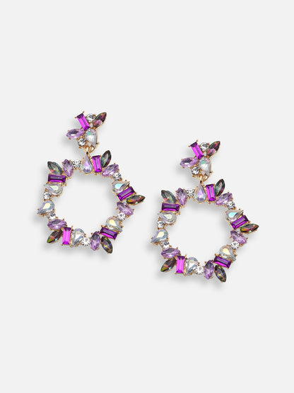 GOLD PLATED PARTY DESIGNER STONE DROP EARRING FOR WOMEN