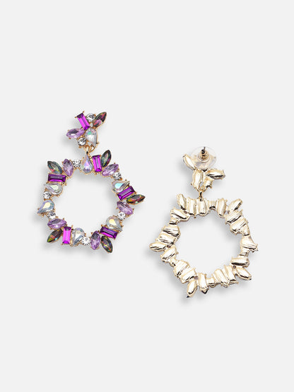 GOLD PLATED PARTY DESIGNER STONE DROP EARRING FOR WOMEN