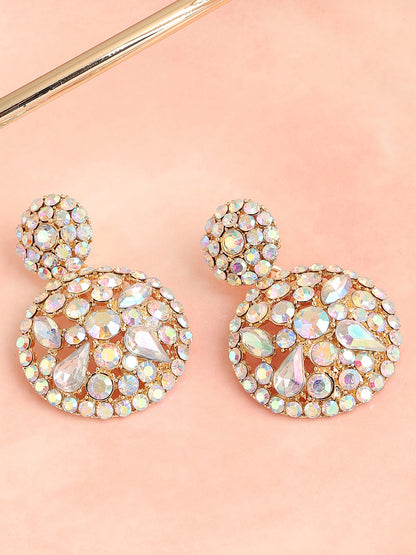 GOLD PLATED PARTY DESIGNER STONE DROP EARRING FOR WOMEN