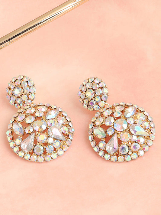 GOLD PLATED PARTY DESIGNER STONE DROP EARRING FOR WOMEN