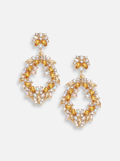 GOLD PLATED PARTY DESIGNER STONE DROP EARRING FOR WOMEN