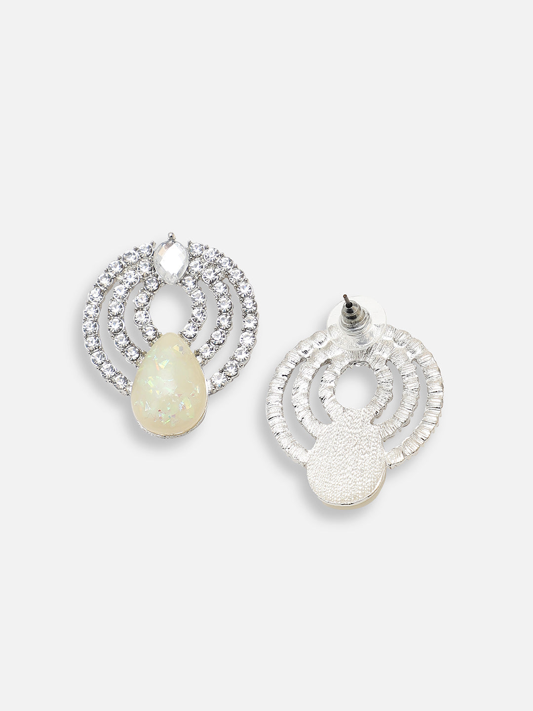 SILVER PLATED PARTY DESIGNER STONE DROP EARRING FOR WOMEN