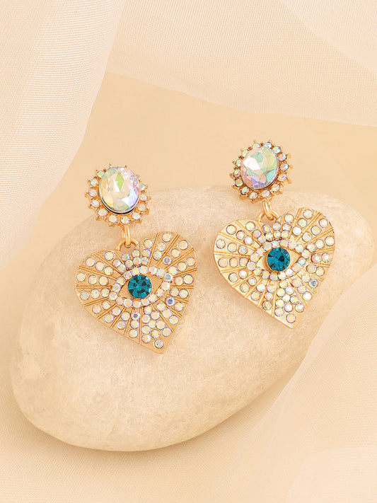 GOLD PLATED PARTY DESIGNER STONE DROP EARRING FOR WOMEN