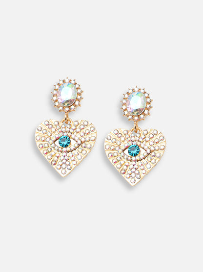 GOLD PLATED PARTY DESIGNER STONE DROP EARRING FOR WOMEN