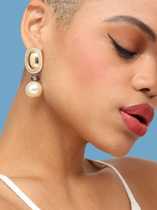 GOLD PLATED PARTY DESIGNER STONE DROP EARRING FOR WOMEN