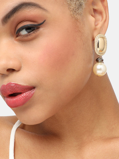 GOLD PLATED PARTY DESIGNER STONE DROP EARRING FOR WOMEN