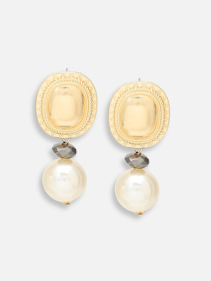 GOLD PLATED PARTY DESIGNER STONE DROP EARRING FOR WOMEN