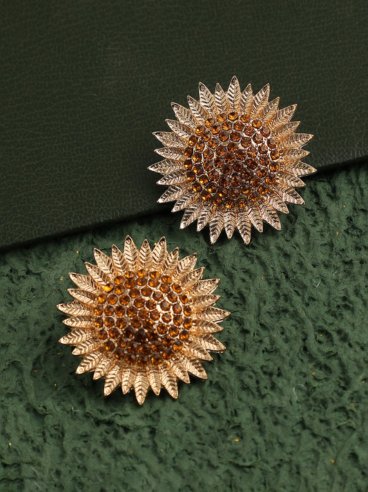 GOLD PLATED PARTY DESIGNER STONE STUD FOR WOMEN