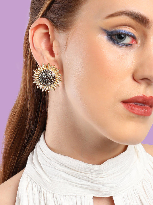 GOLD PLATED PARTY DESIGNER STONE STUD FOR WOMEN