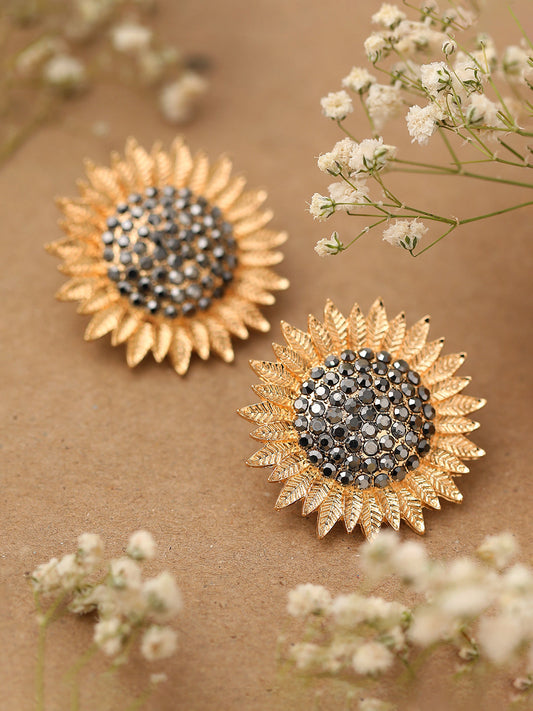 GOLD PLATED PARTY DESIGNER STONE STUD FOR WOMEN