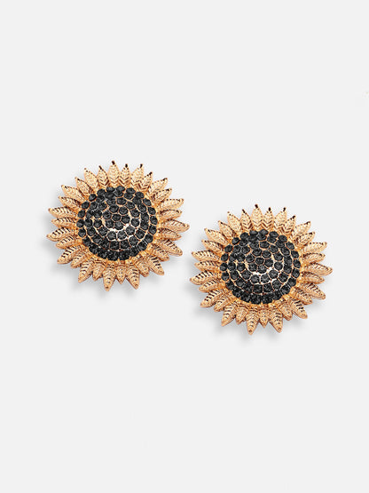 GOLD PLATED PARTY DESIGNER STONE STUD FOR WOMEN