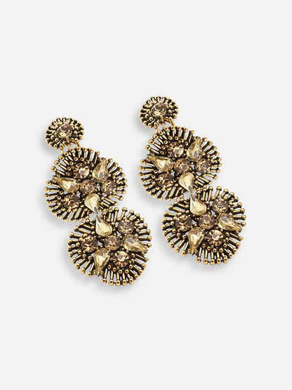 GOLD PLATED PARTY DESIGNER STONE DROP EARRING FOR WOMEN