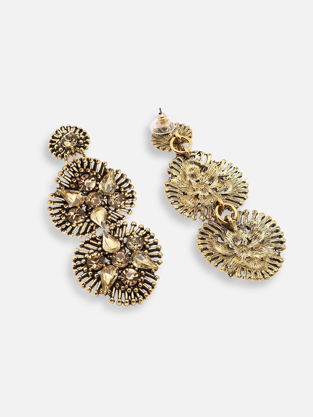GOLD PLATED PARTY DESIGNER STONE DROP EARRING FOR WOMEN