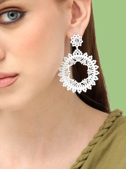 GOLD PLATED PARTY DESIGNER STONE DROP EARRING FOR WOMEN