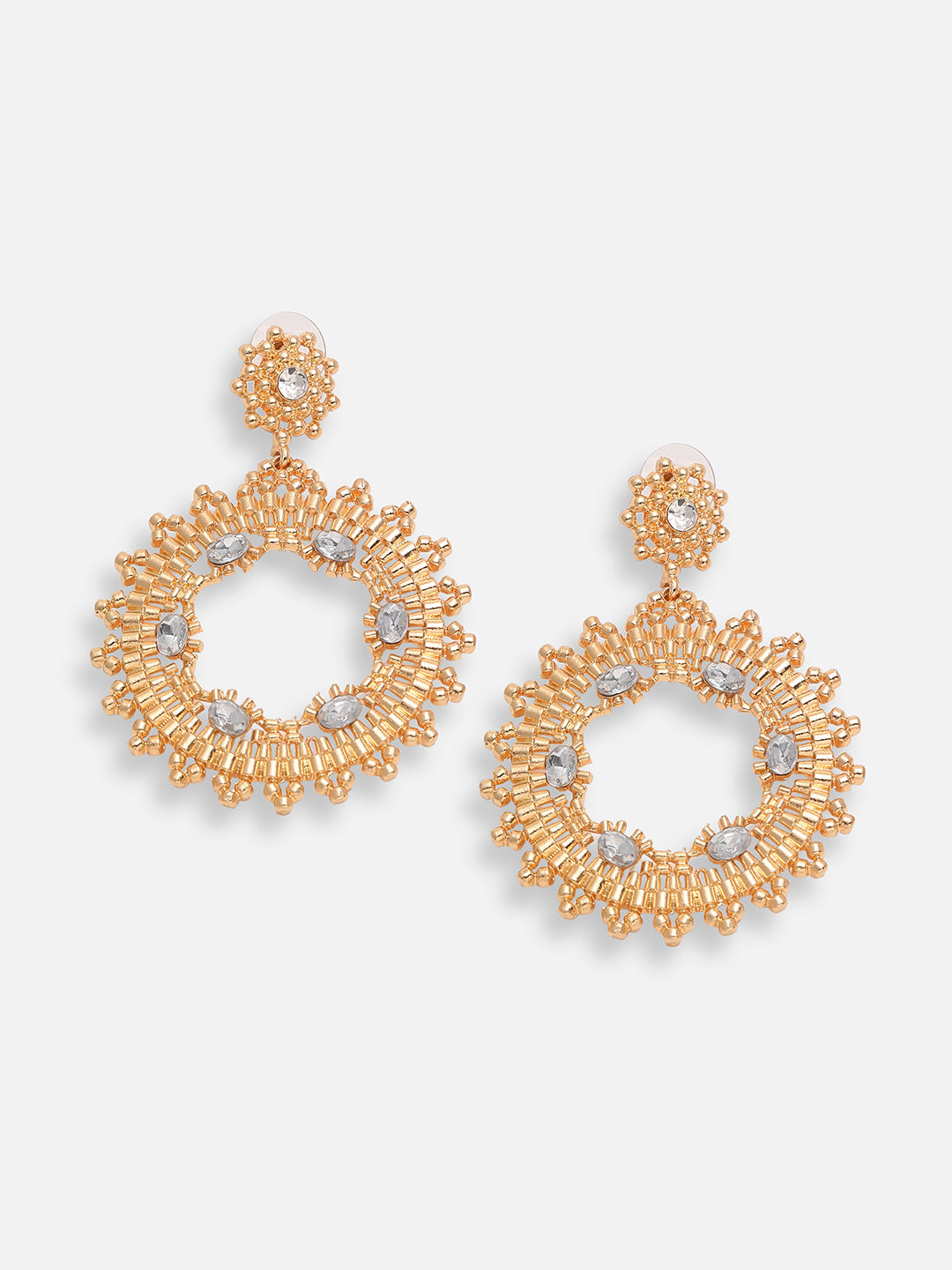 GOLD PLATED PARTY DESIGNER STONE DROP EARRING FOR WOMEN