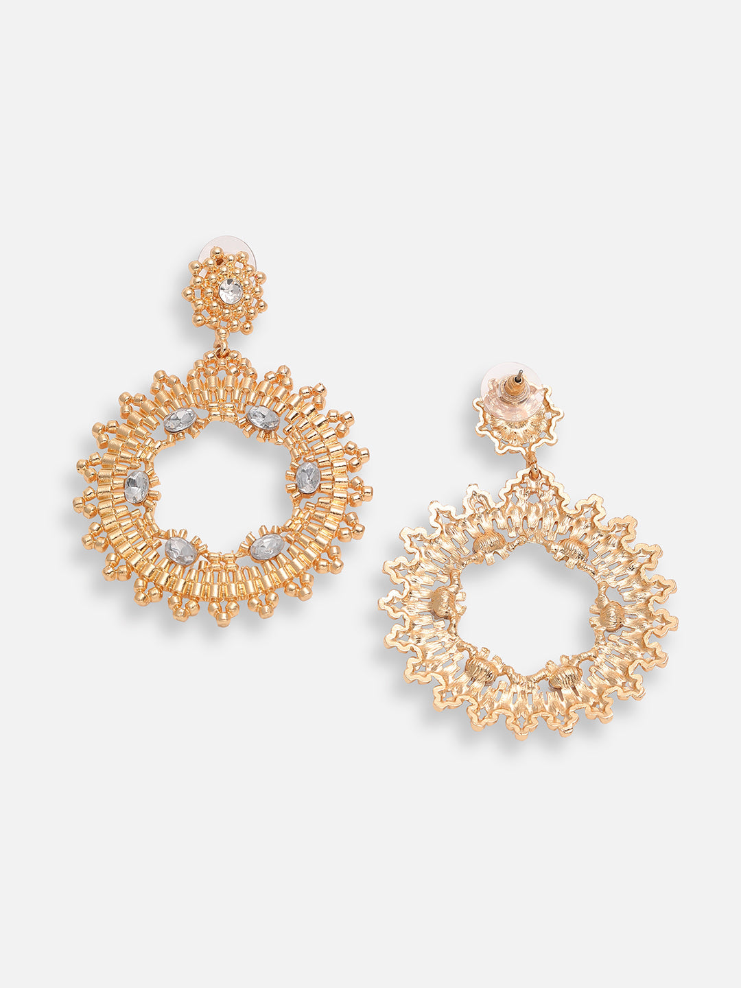 GOLD PLATED PARTY DESIGNER STONE DROP EARRING FOR WOMEN