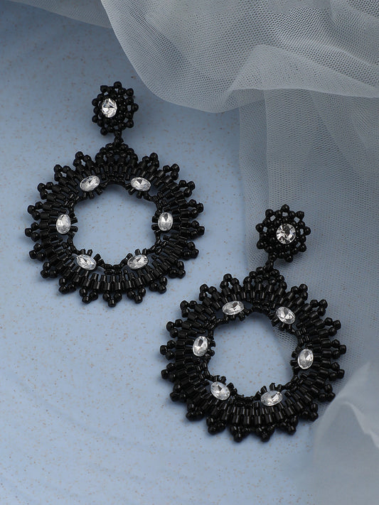 SILVER PLATED PARTY DESIGNER STONE DROP EARRING FOR WOMEN