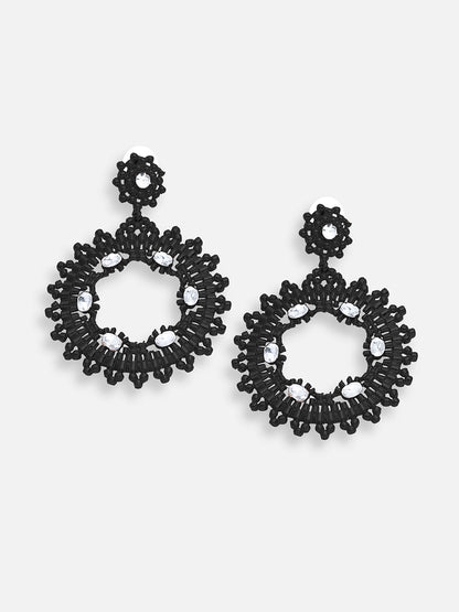SILVER PLATED PARTY DESIGNER STONE DROP EARRING FOR WOMEN