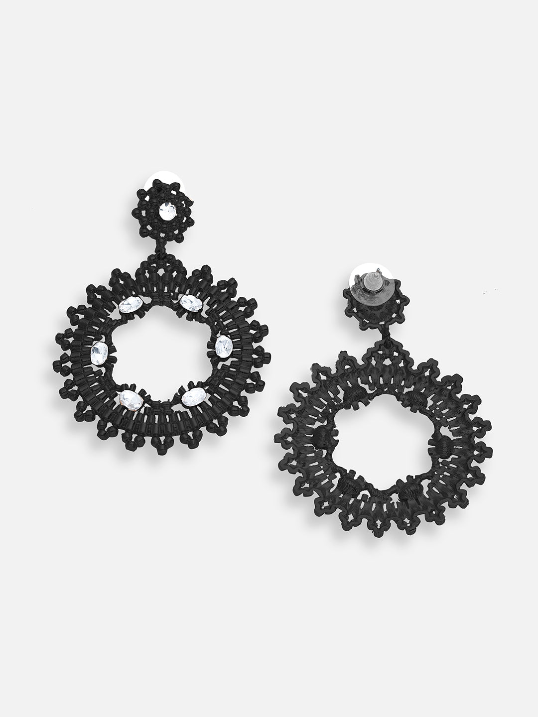 SILVER PLATED PARTY DESIGNER STONE DROP EARRING FOR WOMEN