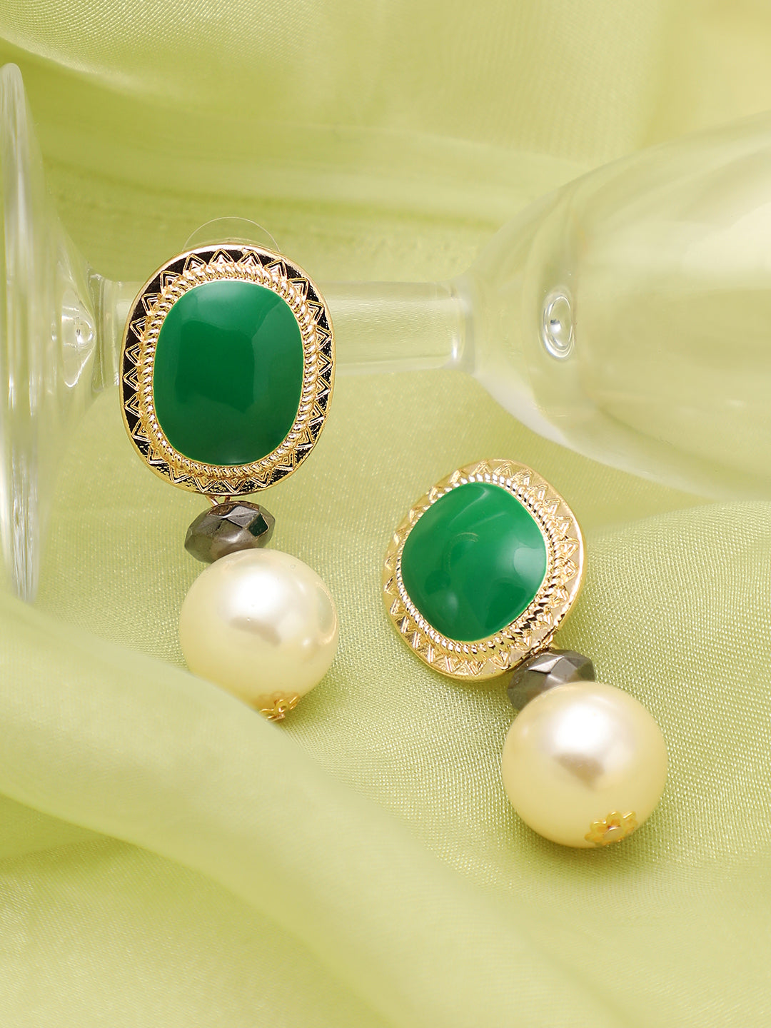 GOLD PLATED PARTY DESIGNER STONE DROP EARRING FOR WOMEN