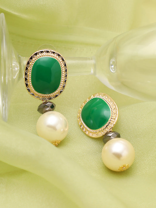 GOLD PLATED PARTY DESIGNER STONE DROP EARRING FOR WOMEN