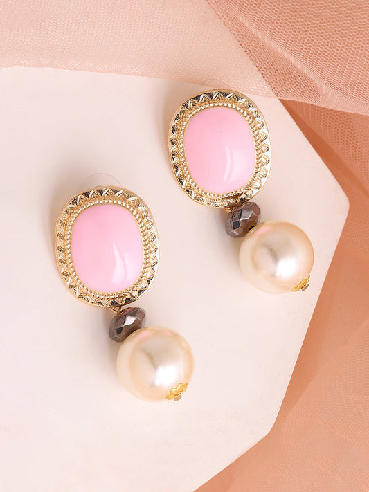 GOLD PLATED PARTY DESIGNER STONE DROP EARRING FOR WOMEN