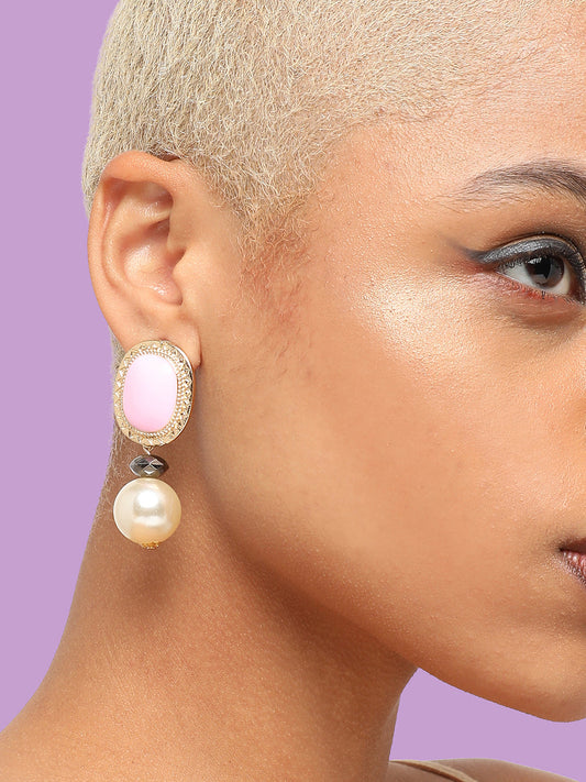 GOLD PLATED PARTY DESIGNER STONE DROP EARRING FOR WOMEN