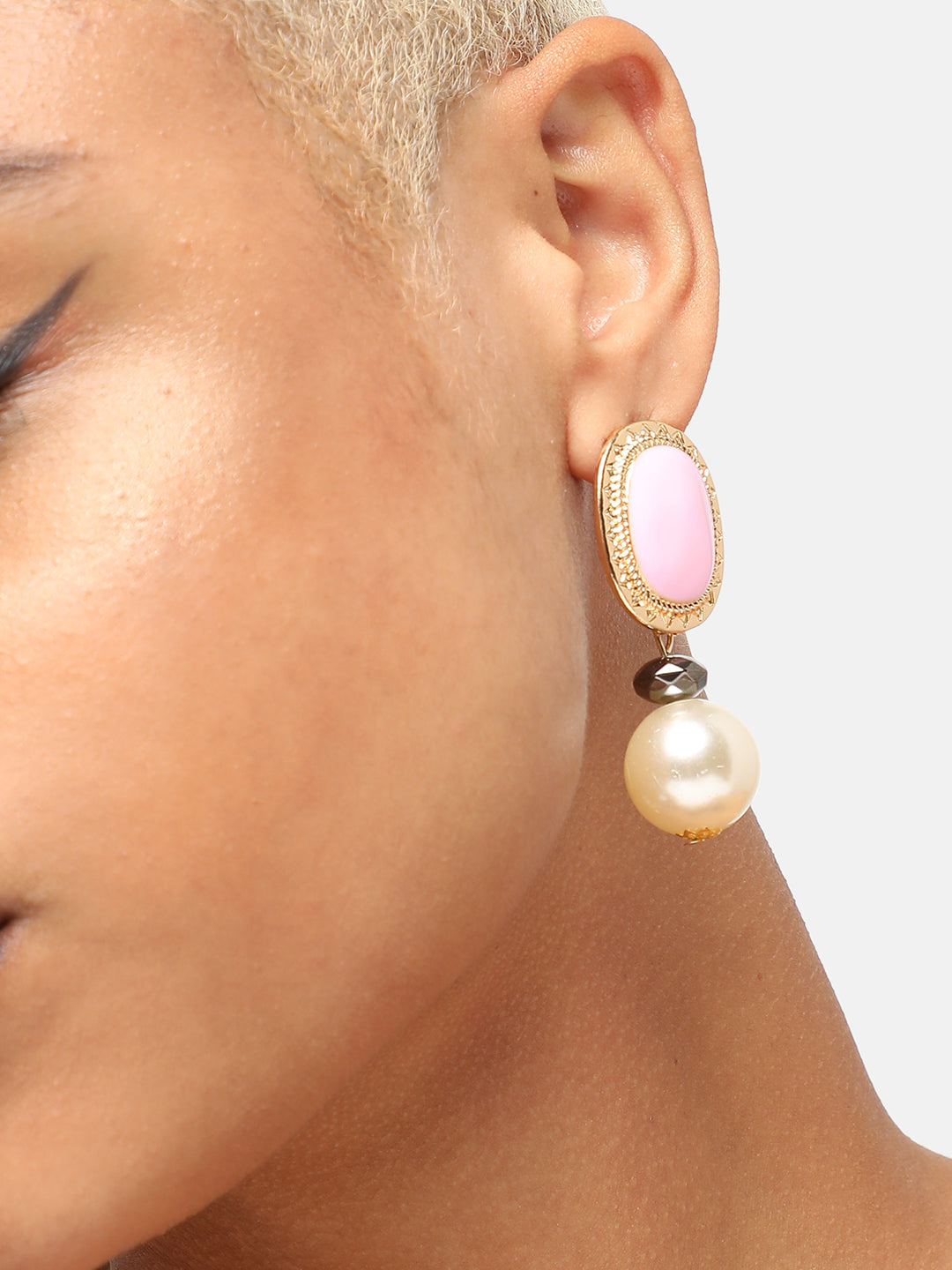 GOLD PLATED PARTY DESIGNER STONE DROP EARRING FOR WOMEN