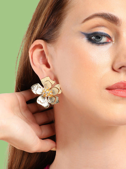 GOLD PLATED PARTY DESIGNER STONE STUD FOR WOMEN