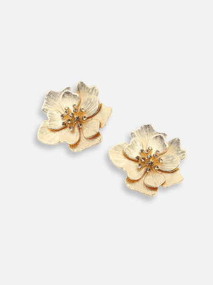 GOLD PLATED PARTY DESIGNER STONE STUD FOR WOMEN