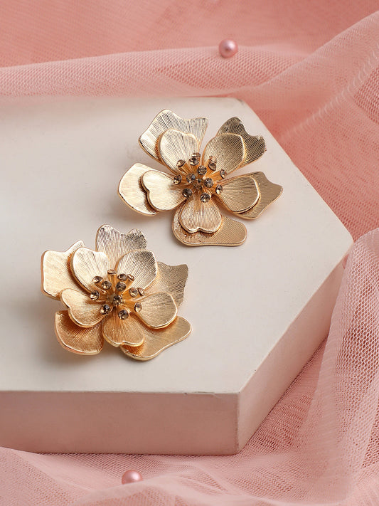 GOLD PLATED PARTY DESIGNER STONE STUD FOR WOMEN