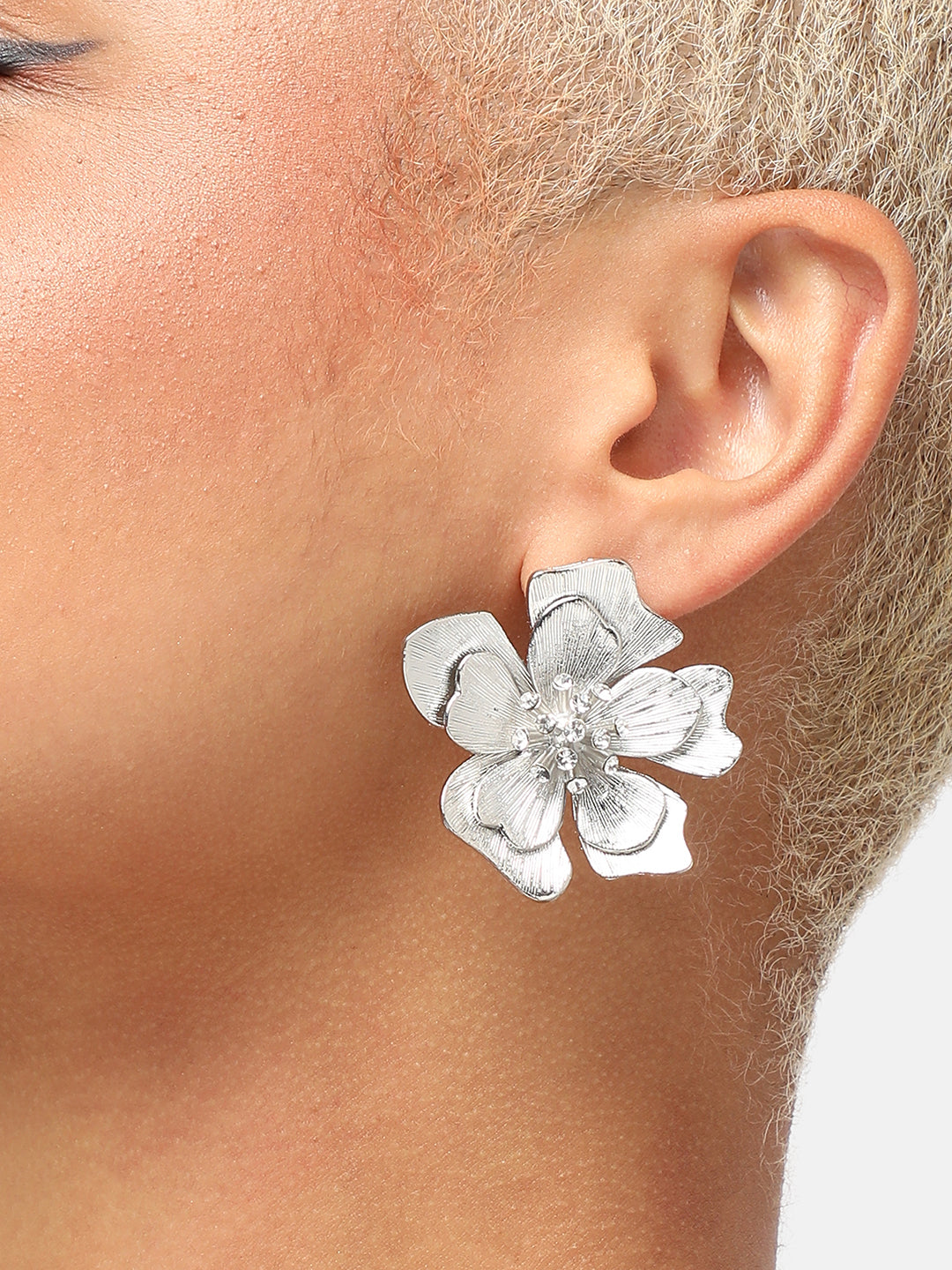 SILVER PLATED PARTY DESIGNER STONE STUD FOR WOMEN