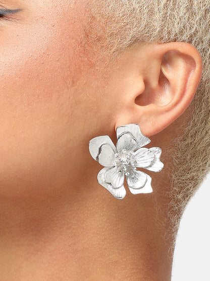 SILVER PLATED PARTY DESIGNER STONE STUD FOR WOMEN