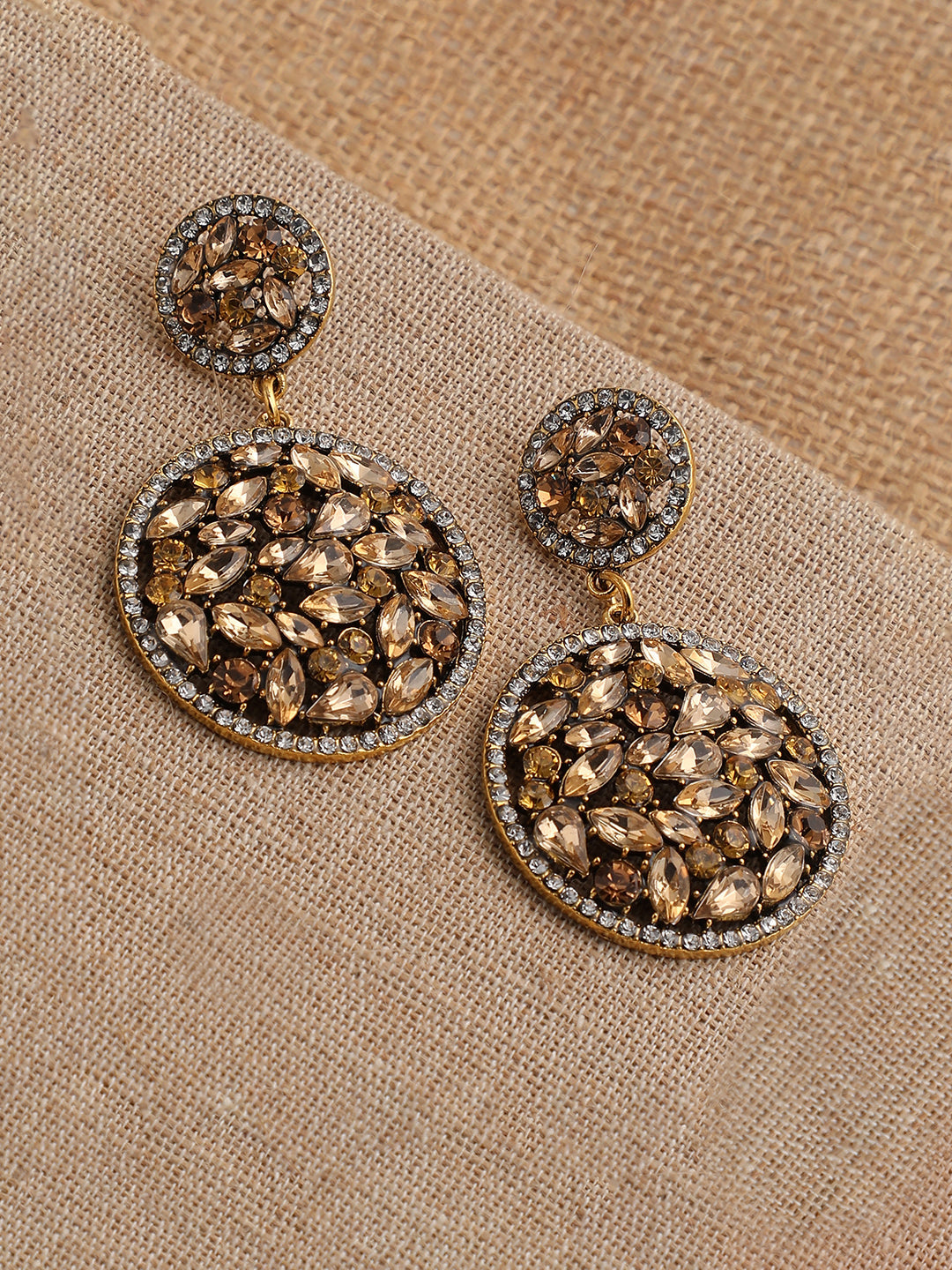 GOLD PLATED PARTY DESIGNER STONE DROP EARRING FOR WOMEN