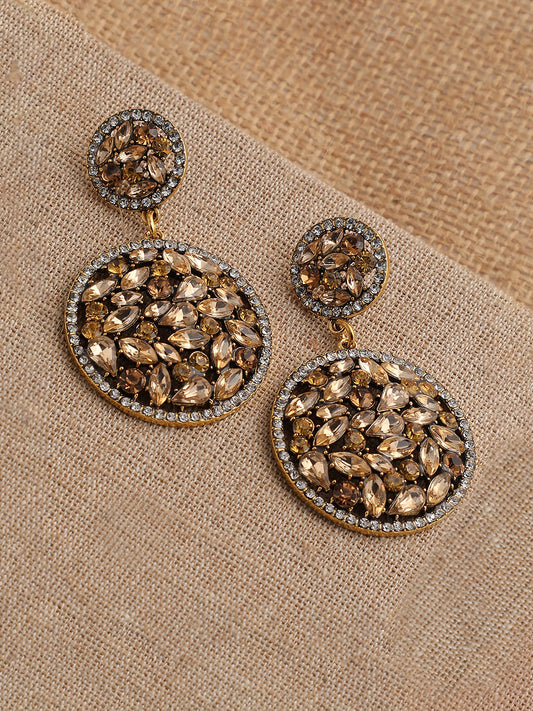 GOLD PLATED PARTY DESIGNER STONE DROP EARRING FOR WOMEN