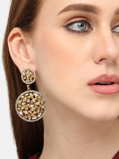 GOLD PLATED PARTY DESIGNER STONE DROP EARRING FOR WOMEN