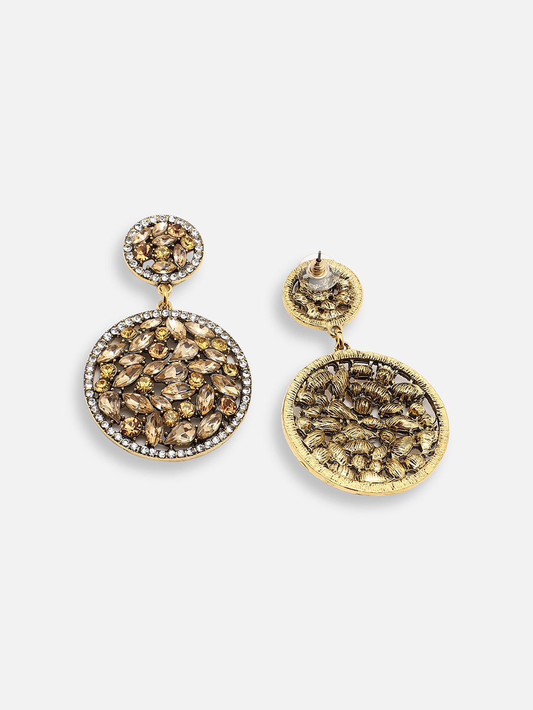 GOLD PLATED PARTY DESIGNER STONE DROP EARRING FOR WOMEN