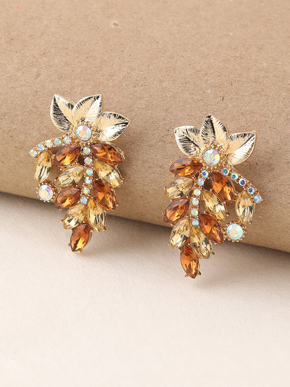GOLD PLATED PARTY DESIGNER STONE DROP EARRING FOR WOMEN
