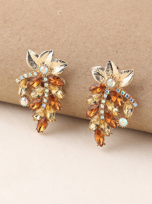 GOLD PLATED PARTY DESIGNER STONE DROP EARRING FOR WOMEN