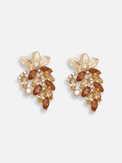 GOLD PLATED PARTY DESIGNER STONE DROP EARRING FOR WOMEN