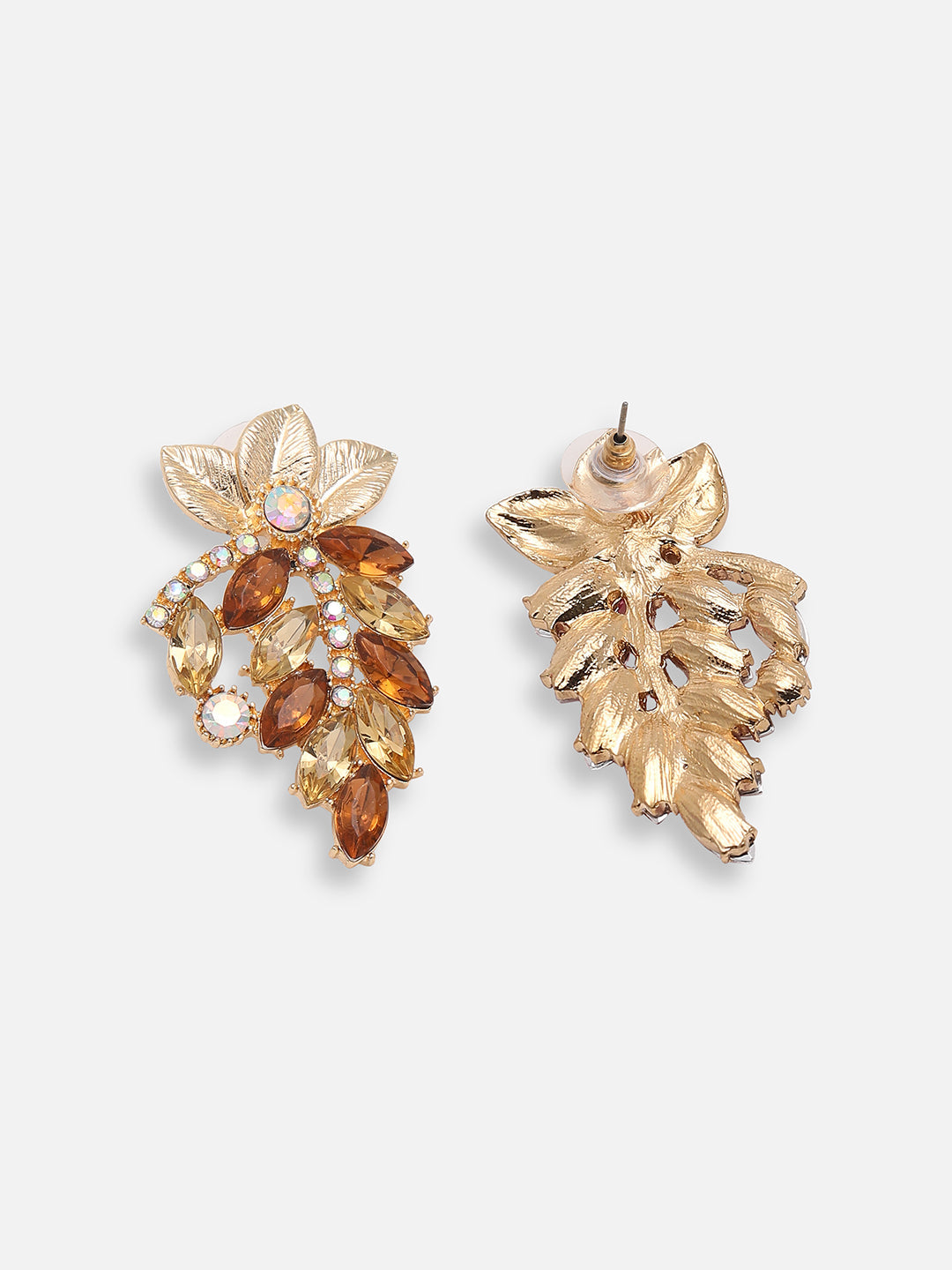 GOLD PLATED PARTY DESIGNER STONE DROP EARRING FOR WOMEN