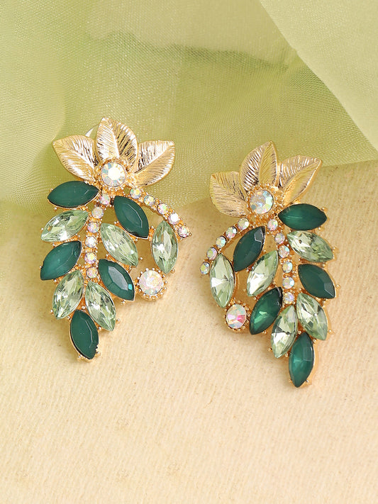 GOLD PLATED PARTY DESIGNER STONE DROP EARRING FOR WOMEN