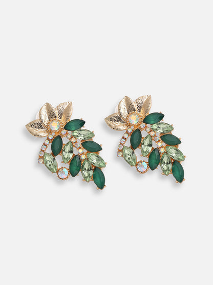 GOLD PLATED PARTY DESIGNER STONE DROP EARRING FOR WOMEN