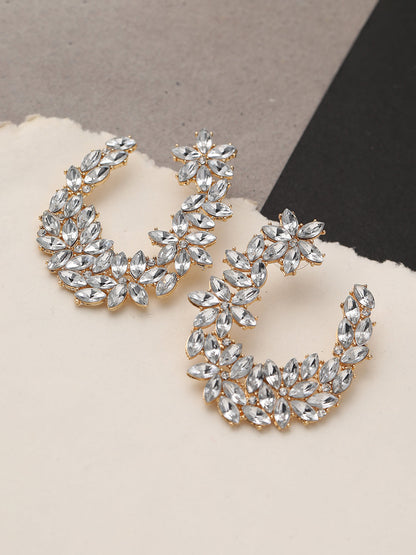 SILVER PLATED PARTY DESIGNER STONE STUD FOR WOMEN