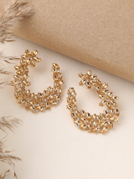 GOLD PLATED PARTY DESIGNER STONE STUD FOR WOMEN