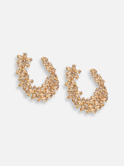 GOLD PLATED PARTY DESIGNER STONE STUD FOR WOMEN