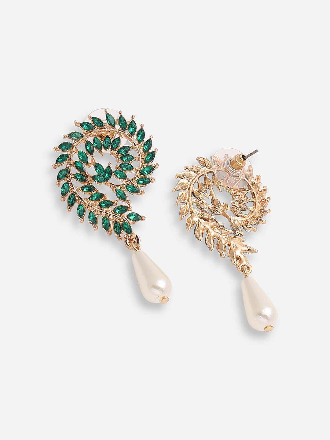 GOLD PLATED PARTY DESIGNER STONE DROP EARRING FOR WOMEN
