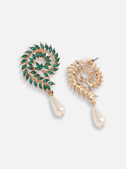 GOLD PLATED PARTY DESIGNER STONE DROP EARRING FOR WOMEN